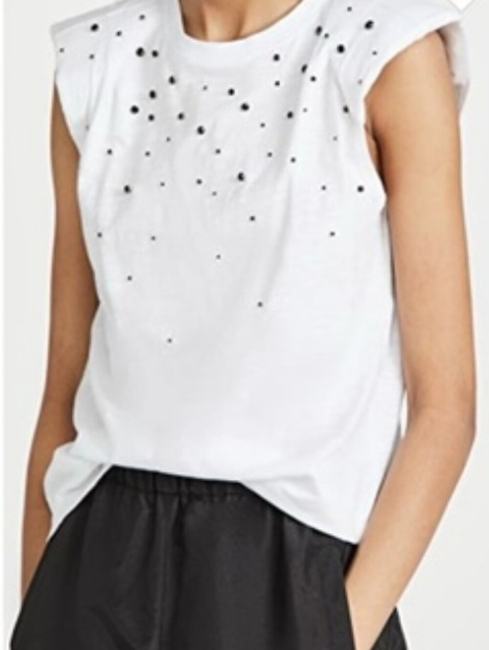 Cinq A Sept White Studded Muscle Tee